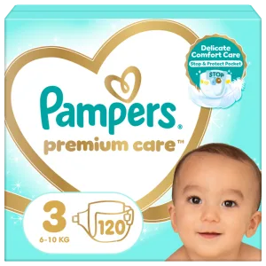 Scutece Premium Care Nr.3 pentru 6-10 kg, 120 bucati, Pampers