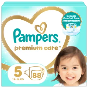 Scutece Premium Care Nr.5 pentru 11-16 kg, 88 bucati, Pampers