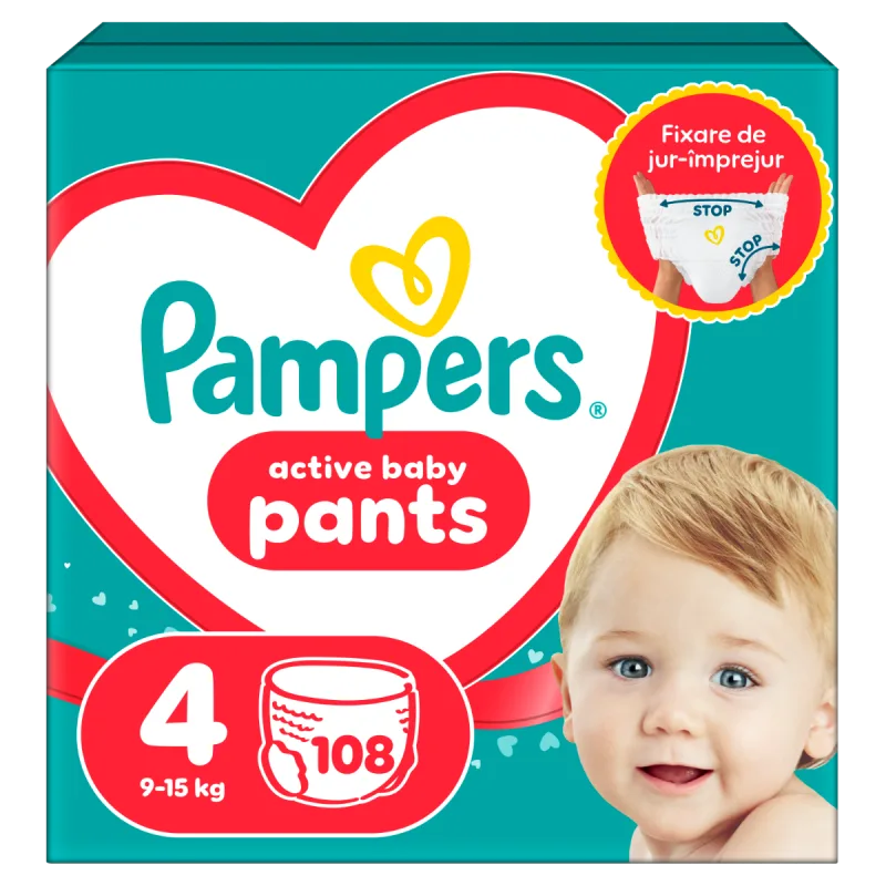 Scutece Pants Stop&Protect Nr. 4 pentru 9-15 kg, 108 bucati, Pampers — preț și oferte