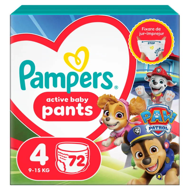 Scutece Pants Patrula Catelusilor Nr. 4 pentru 9-15 kg, 72 bucati, Pampers — preț și oferte