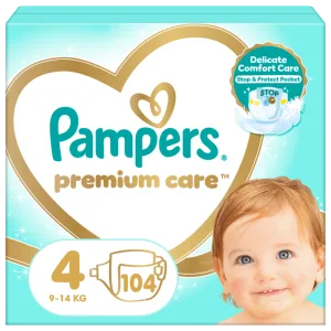 Scutece Premium Care Nr.4 pentru 9-14 kg, 104 bucati, Pampers