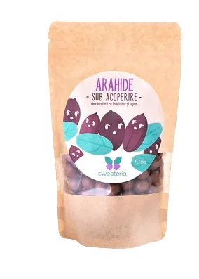 Arahide invelite in ciocolata cu lapte si indulcitor, 250g, Sweeteria — preț și oferte
