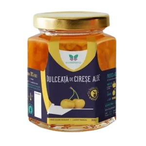 Dulceata de cirese albe cu indulcitor natural, 300g, Sweeteria