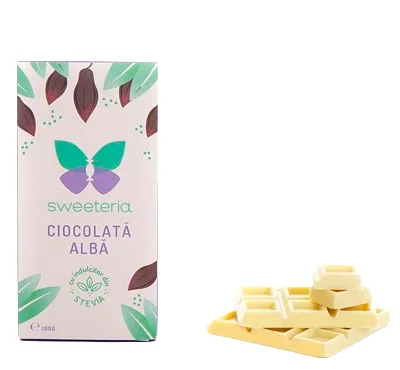 Ciocolata alba cu indulcitor, 100g, Sweeteria — preț și oferte