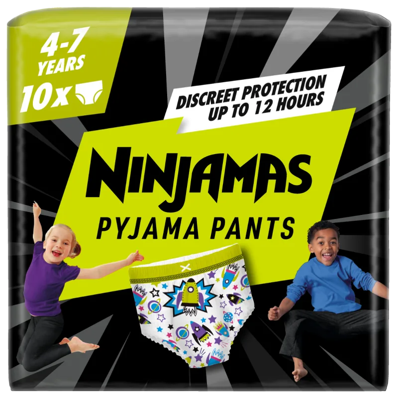 Scutece chilotel de noapte pentru baietei 4-7 ani, 10 bucati, Ninjamas — preț și oferte