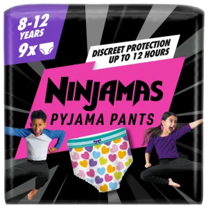 Scutece-chilotel de noapte pentru fetite 8-12 ani 27-43kg, 9 bucati, Ninjamas