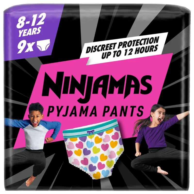 Scutece-chilotel de noapte pentru fetite 8-12 ani 27-43kg, 9 bucati, Ninjamas — preț și oferte