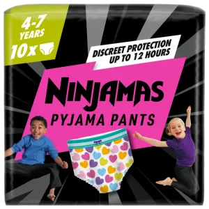 Scutece-chilotel de noapte pentru fetite 4-7 ani 17-30kg, 10 bucati, Ninjamas