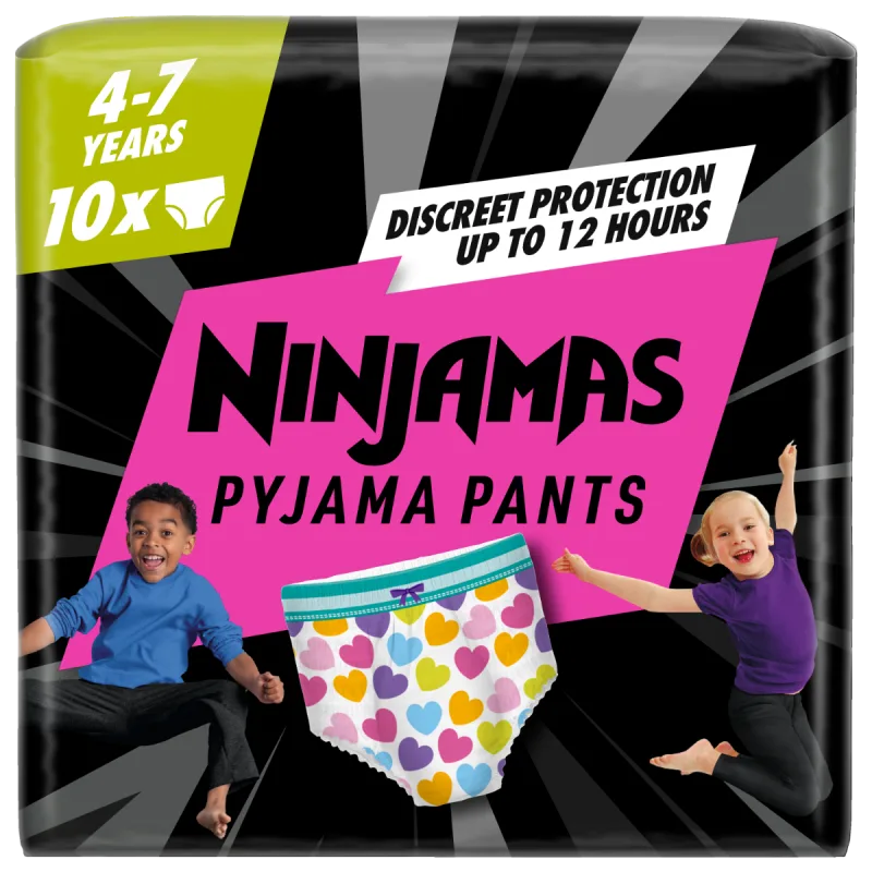 Scutece-chilotel de noapte pentru fetite 4-7 ani 17-30kg, 10 bucati, Ninjamas — preț și oferte