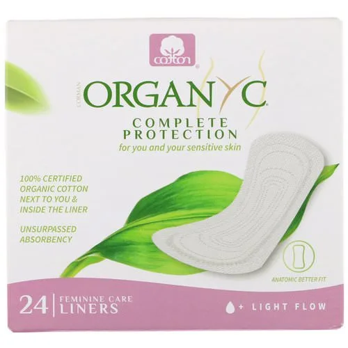 Absorbante zilnice subtiri din bumbac organic ambalate individual, 24 bucati, Organyc — preț și oferte