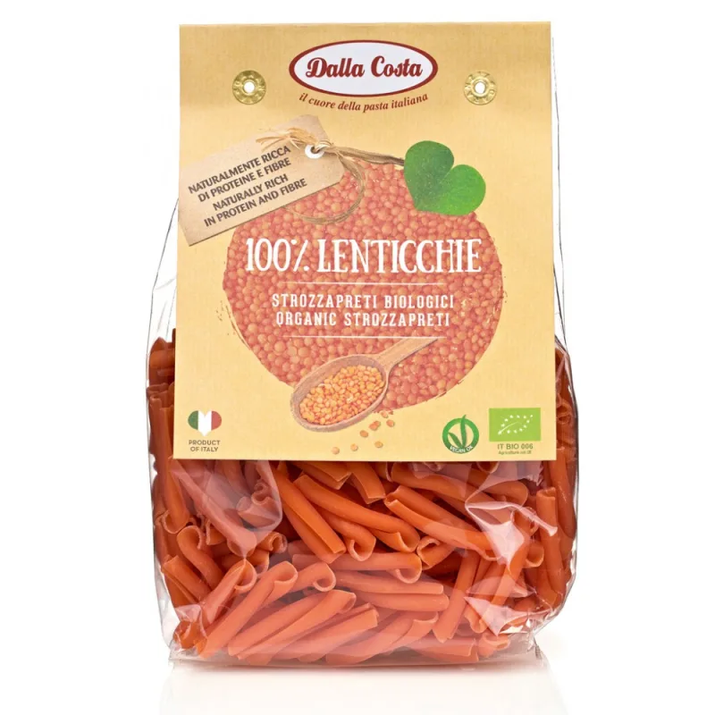 Paste Strozzapreti din linte rosie Bio fara gluten, 250g, Dalla Costa — preț și oferte