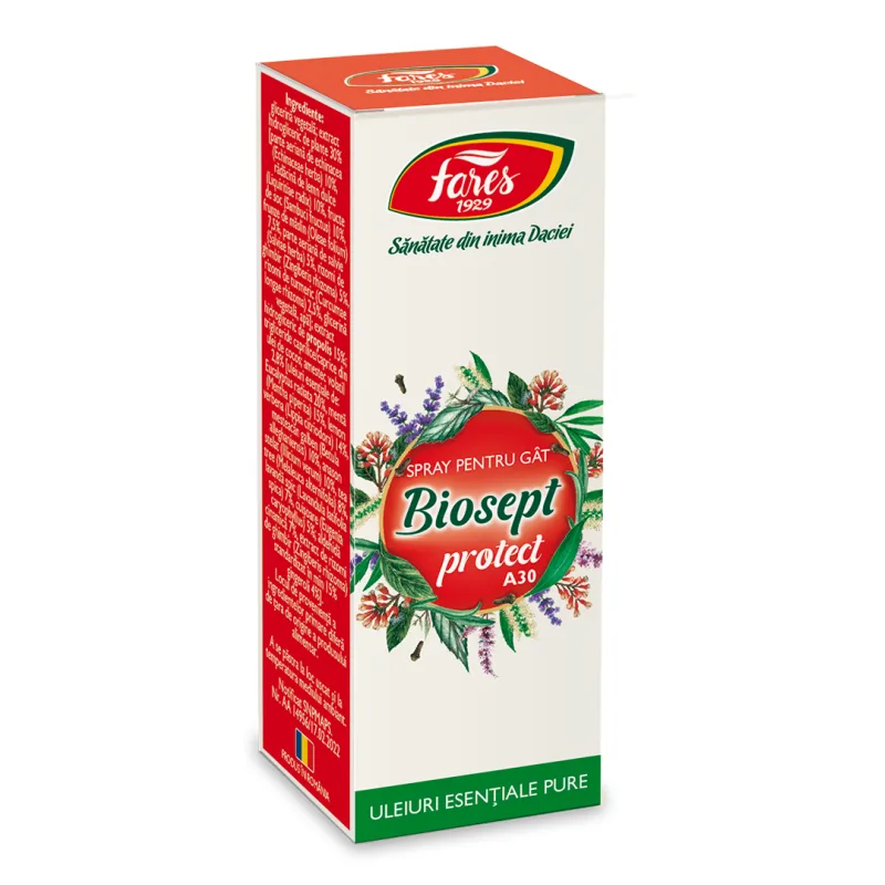 Spray pentru gat A30 Biosept, 20 ml, Fares — preț și oferte
