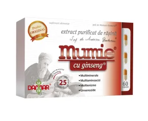 Extract purificat de rasina Mumie cu Ginseng, 60 capsule, Damar