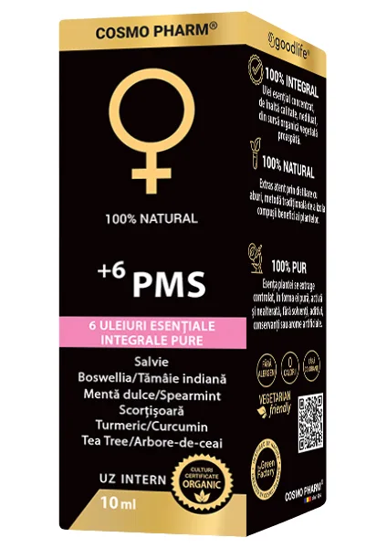 Mix de uleiuri esentiale integrale +6PMS Hormonal Balance, 10ml, Cosmopharm — preț și oferte
