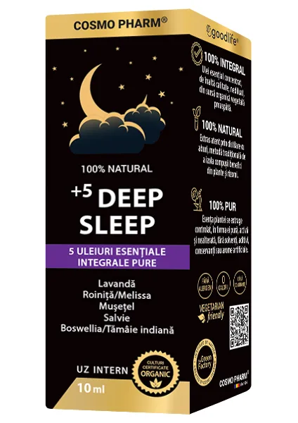 Mix de uleiuri esentiale integrale +5 Deep Sleep, 10ml, Cosmopharm — preț și oferte