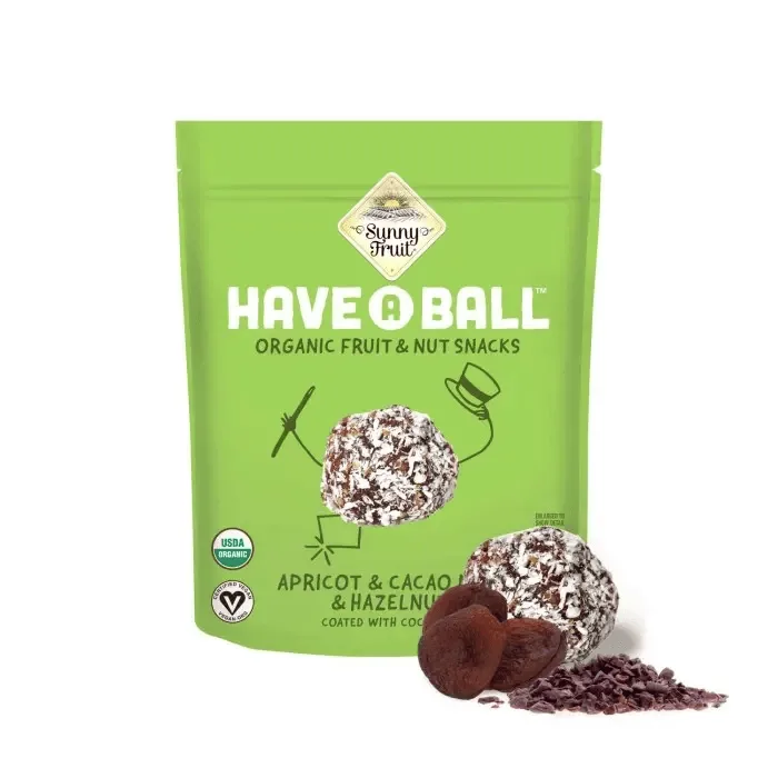 Bile organice cu caise boabe de cacao si nuci invelite in cocos, 126g, Sunny Fruit — preț și oferte