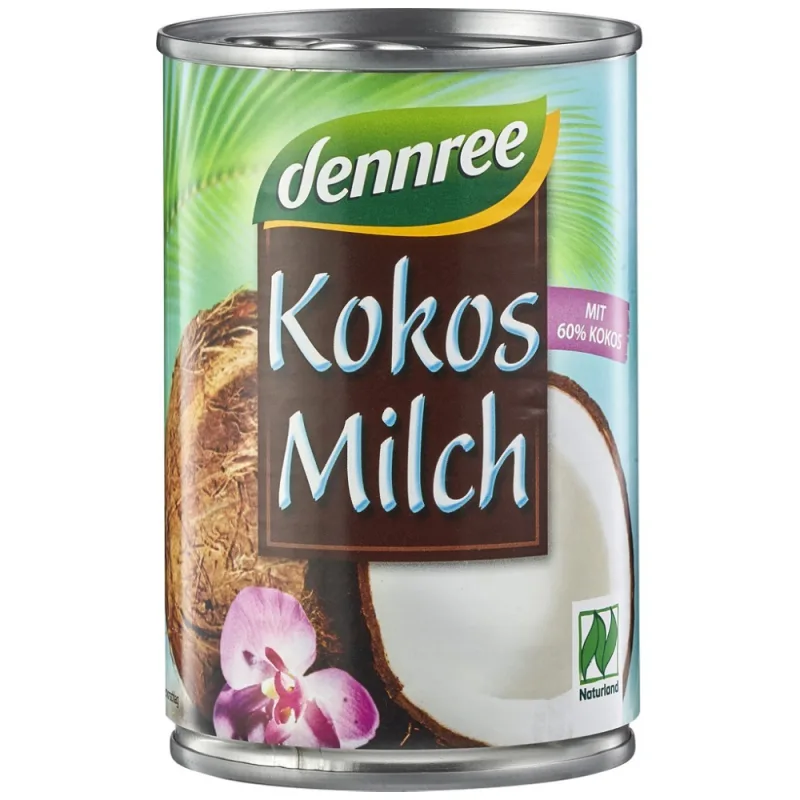 Lapte de cocos ecologic 60%, 400ml, Dennree — preț și oferte