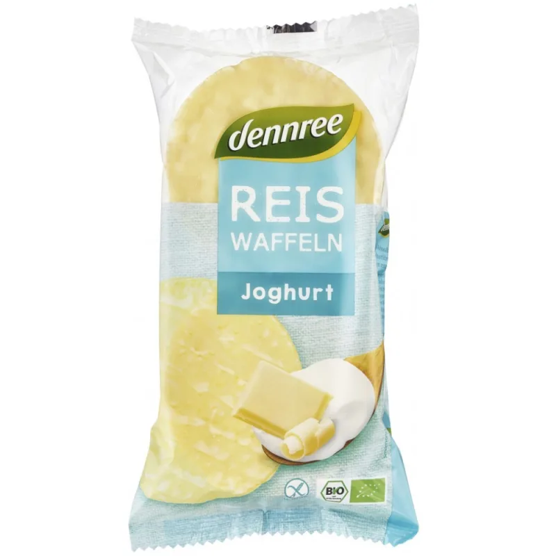 Rondele ecologice din orez expandat cu crema de iaurt fara gluten, 100g, Dennree — preț și oferte