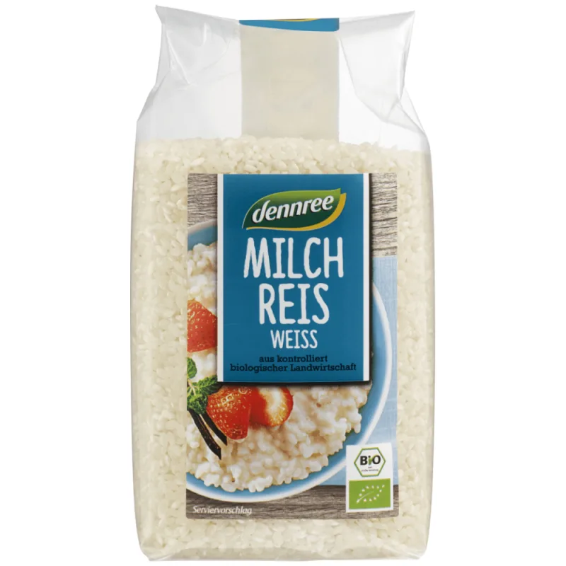 Orez alb ecologic pentru lapte, 500g, Dennree — preț și oferte