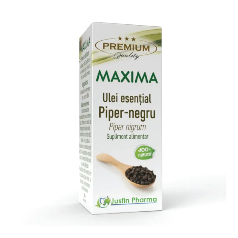 Ulei esential de piper-negru Maxima, uz intern, 10 ml, Justin Pharma — preț și oferte