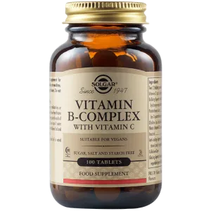Complex Vitamina B cu Vitamina C, 100 tablete, Solgar