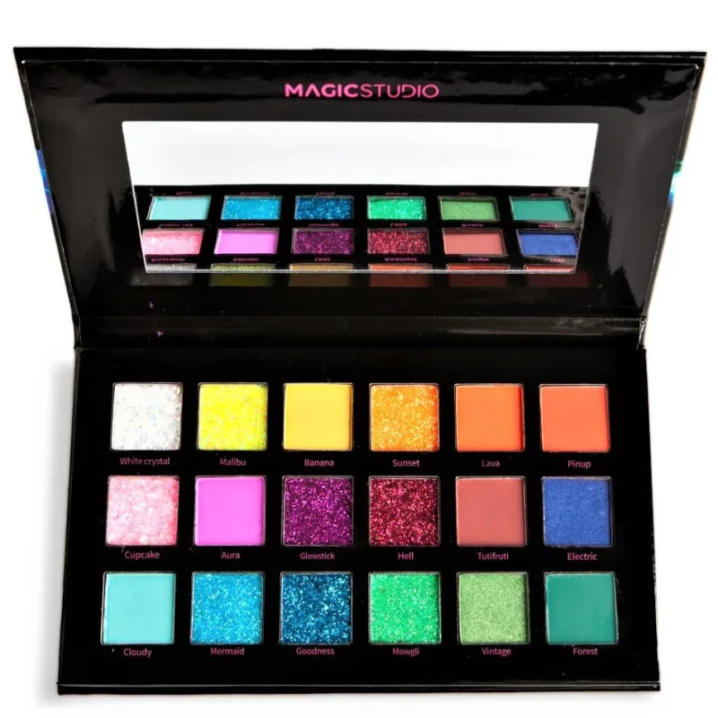 Paleta de farduri pentru pleoape Flash Neon cu 18 culori 24500, 18 x 0.8g, Magic Studio — preț și oferte