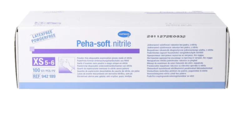 Manusi de examinare albastre din nitril marimea XS Peha Soft, 100 bucati, Hartmann — preț și oferte