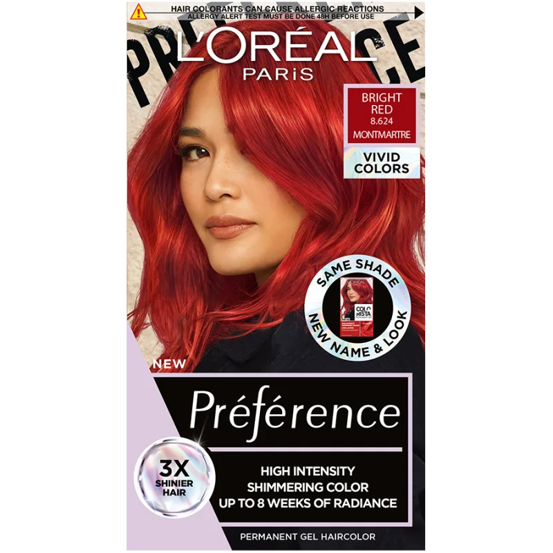 Vopsea de par permanenta cu amoniac Preference Vivid Colours 8.624 Bright Red, 204ml, L'Oreal Paris — preț și oferte
