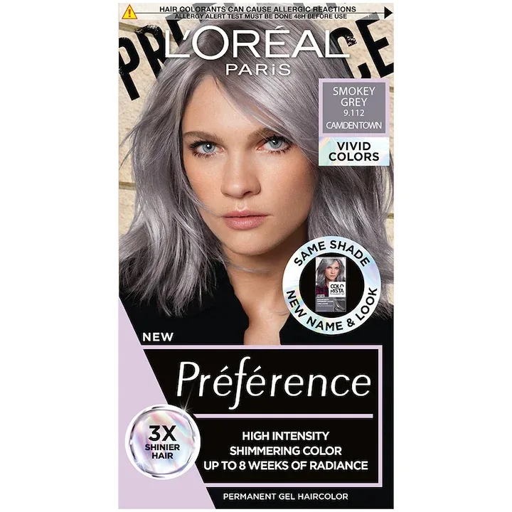 Vopsea de par permanenta cu amoniac Preference Vivid Colours 9.112 Smokey Grey, 204ml, L'Oreal Paris — preț și oferte