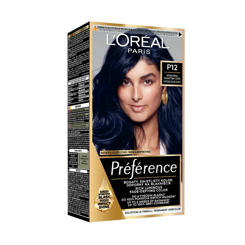 Vopsea de par permanenta cu amoniac Preference P12 Seoul Blue Black Pearl, 174ml, L'Oreal Paris — preț și oferte