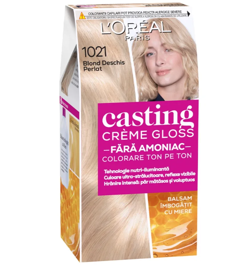 Vopsea de par semi-permanenta fara amoniac Casting Creme Gloss 1021 Blond Deschis, 180ml, L'Oreal Paris — preț și oferte