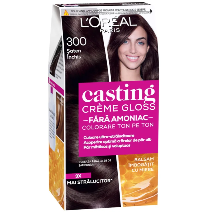 Vopsea de par semi-permanenta fara amoniac Casting Creme Gloss 300 Saten Inchis, 180ml, L'Oreal Paris — preț și oferte