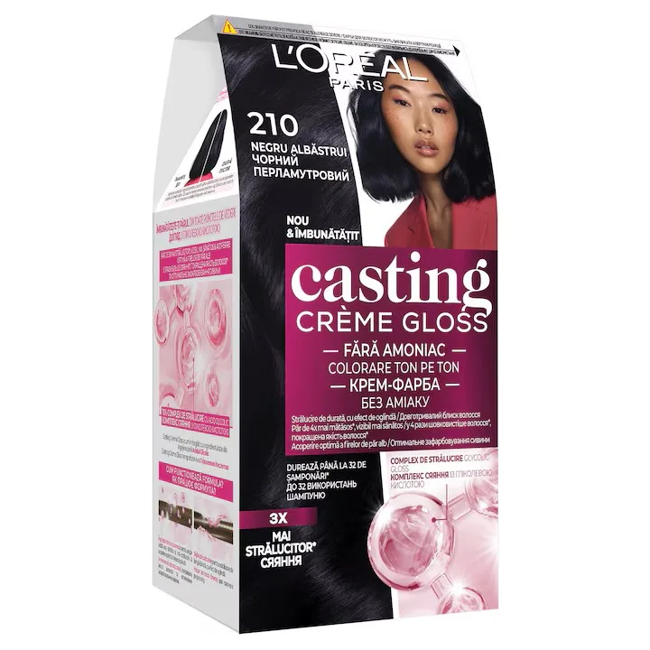 Vopsea de par semi-permanenta fara amoniac Casting Creme Gloss 210 Negru Albastrui, 180ml, L'Oreal Paris — preț și oferte