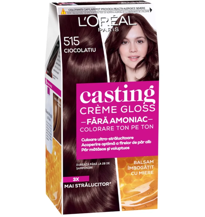 Vopsea de par semi-permanenta fara amoniac Casting Creme Gloss 515 Ciocolatiu, 180ml, L'Oreal Paris — preț și oferte