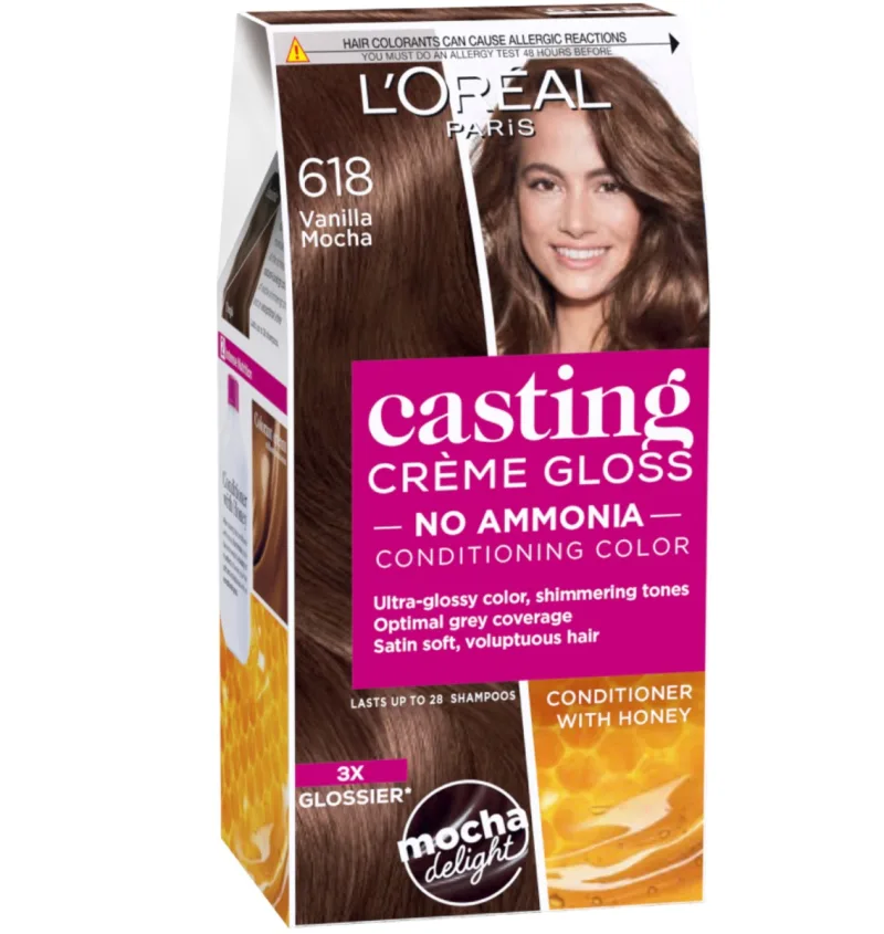 Vopsea de par semi-permanenta fara amoniac Casting Creme Gloss 618 Vanilla Mocha, 180ml, L'Oreal Paris — preț și oferte