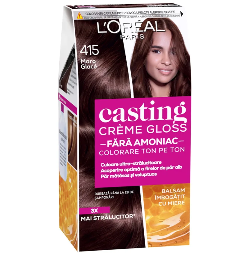 Vopsea de par semi-permanenta fara amoniac Casting Creme Gloss 415 Maro Glace, 180ml, L'Oreal Paris — preț și oferte