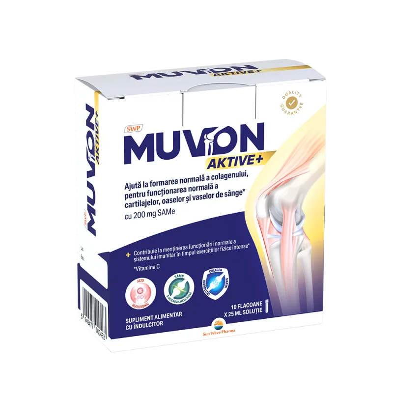 Supliment alimentar pentru articulatii Muvon Aktive Plus, 10 fiole, Sun Wave Pharma — preț și oferte