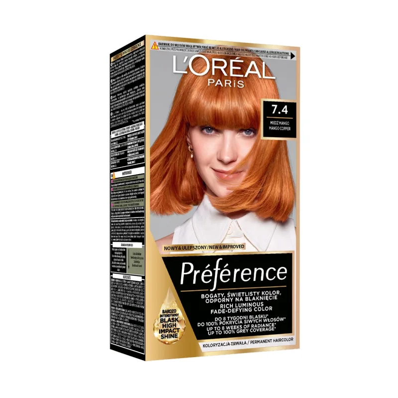 Vopsea de par permanenta cu amoniac Preference 7.4 Mango Dublin, 174ml, L'Oreal Paris — preț și oferte