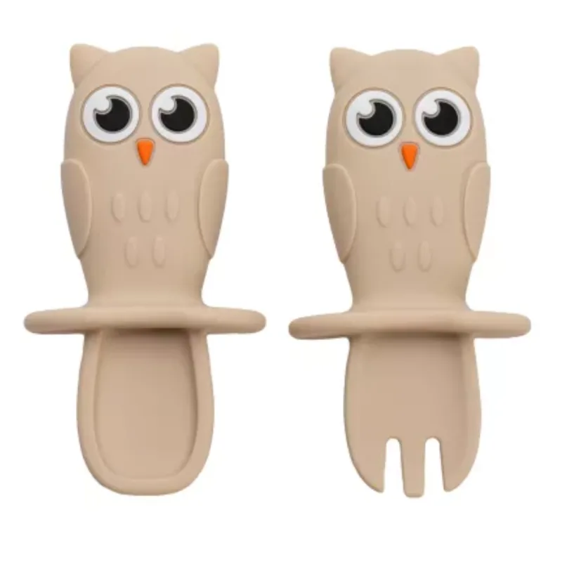 Set tacamuri din silicon Bufnita, 6 luni+, Bubble Beige, Appekids — preț și oferte