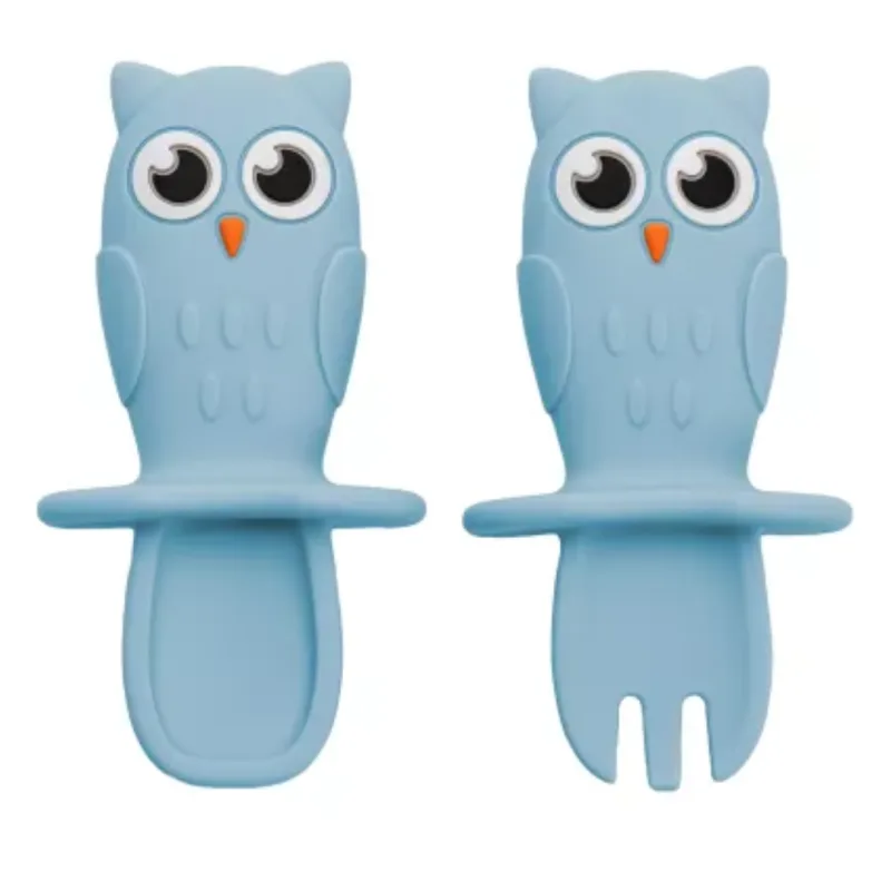 Set Tacamuri din silicon Bufnita, 6 luni+, Aqua Blue, Appekids — preț și oferte