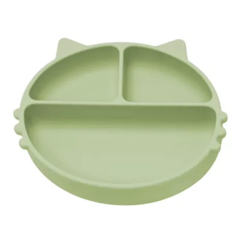 Farfurie compartimentata din silicon Kitty, 6 luni+, Raw Green, Appekids — preț și oferte