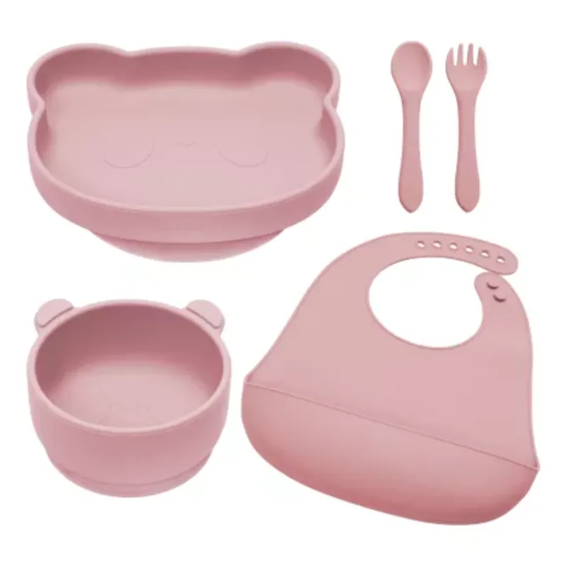 Set diversificare din silicon Panda, 6 luni+, Old Rose, Appekids — preț și oferte