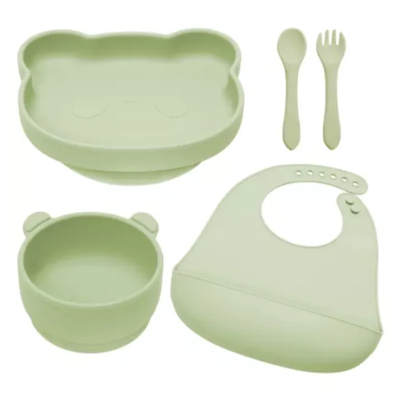 Set diversificare din silicon Panda, 6 luni+, Raw Green, Appekids — preț și oferte