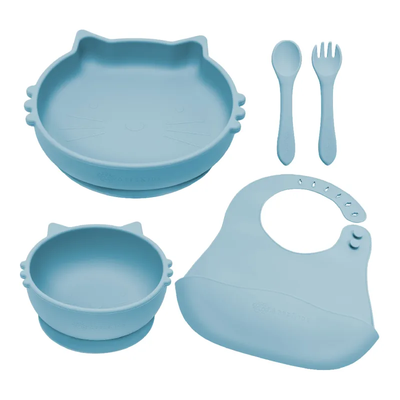 Set pentru diversificare din silicon Kitty, 6 luni+, Aqua Blue, Appekids — preț și oferte