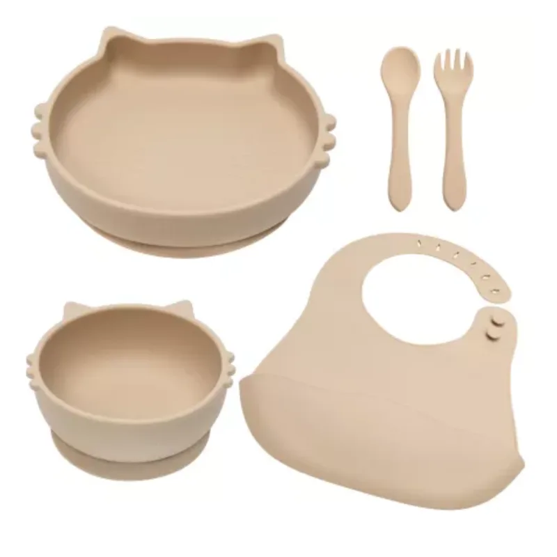 Set diversificare din silicon Kitty, 6 luni+, Bubble Beige, Appekids — preț și oferte