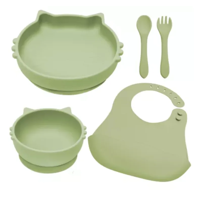 Set diversificare din silicon Kitty, 6 luni+, Raw Green, Appekids — preț și oferte