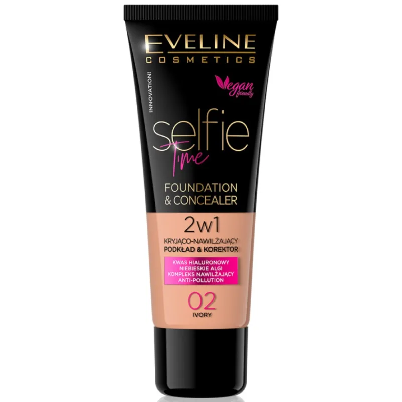 Fond de ten & corector Selfie Time 02 Ivory, 30ml, Eveline Cosmetics — preț și oferte