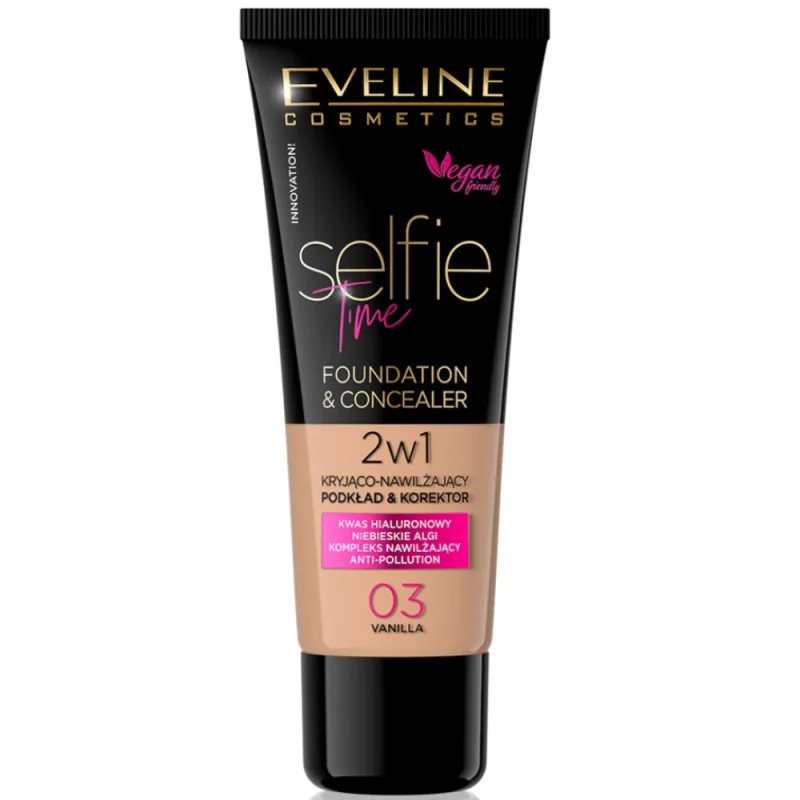 Fond de ten & corector Selfie Time 03 Vanilla, 30ml, Eveline Cosmetics — preț și oferte