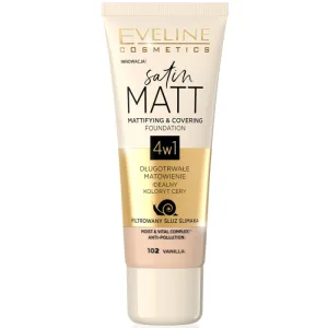 Fond de ten Satin Matt Mattifying & Covering 102 Vanilla, 30ml, Eveline Cosmetics