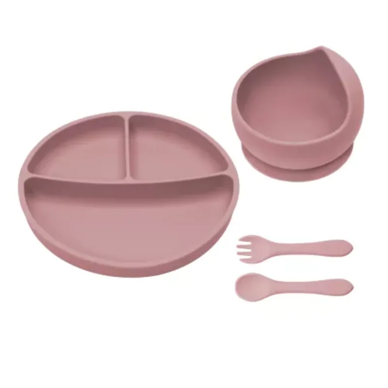 Set diversificare din silicon Basic, 6 luni+, Old Rose, Appekids — preț și oferte